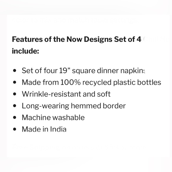 ECO-friendly/wrinkle resistant now DESIGNS 100% recycled content s/4 napkins-NWT - Picture 2 of 16